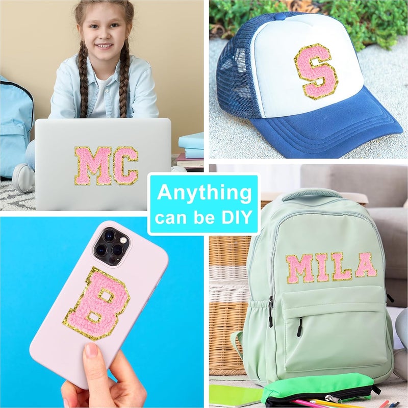 ASTARON 26 Pcs Self Adhesive Letter Patches Chenille Letters Stickers, A-Z Embroidered Applique Patches Alphabet Cloth Patch for Clothes, Bags, Hat, Phone Case, DIY Accessories (Light Pink) - Image 4